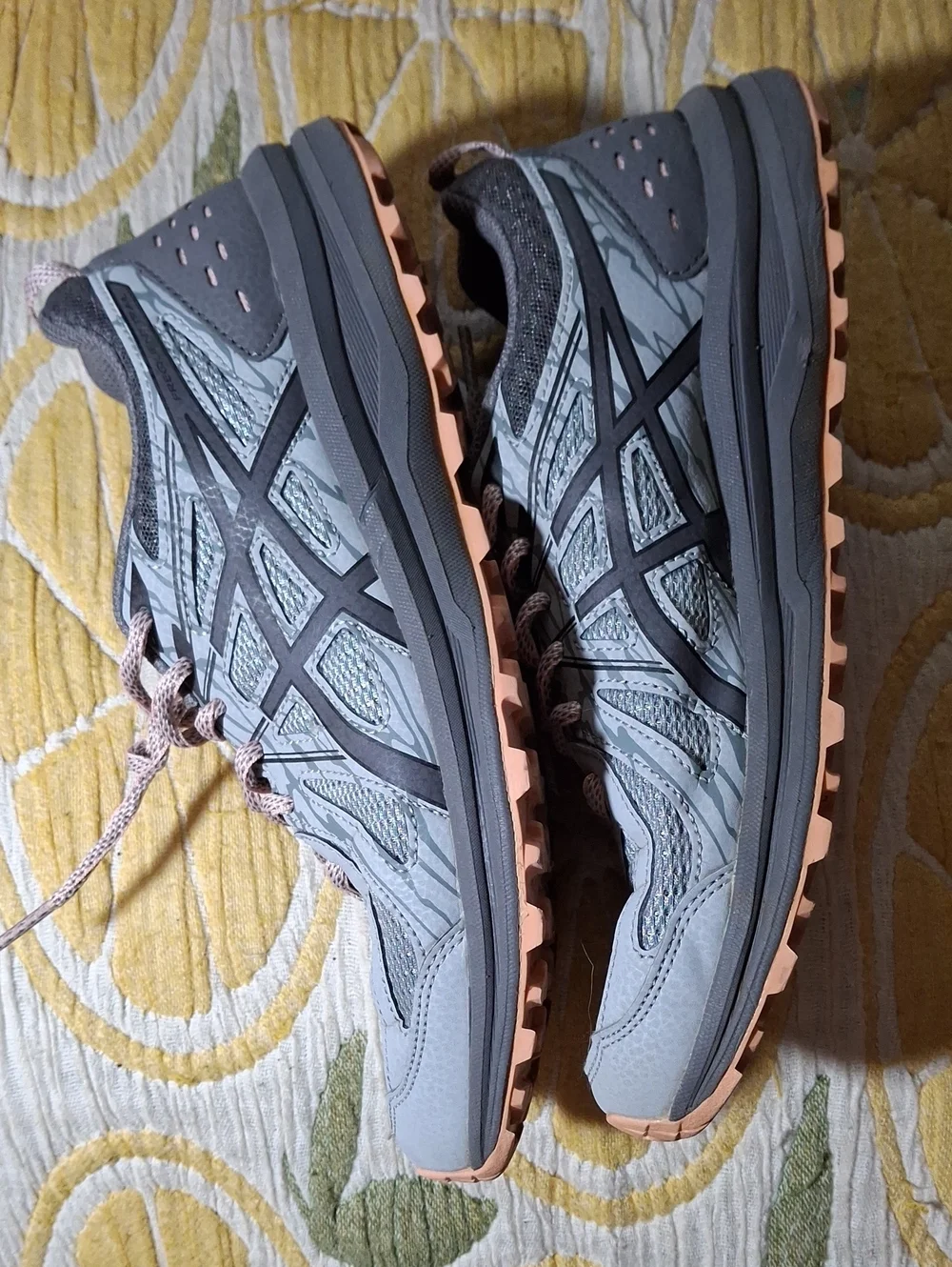 Asics Gray Sneakers with Light Pink Accents